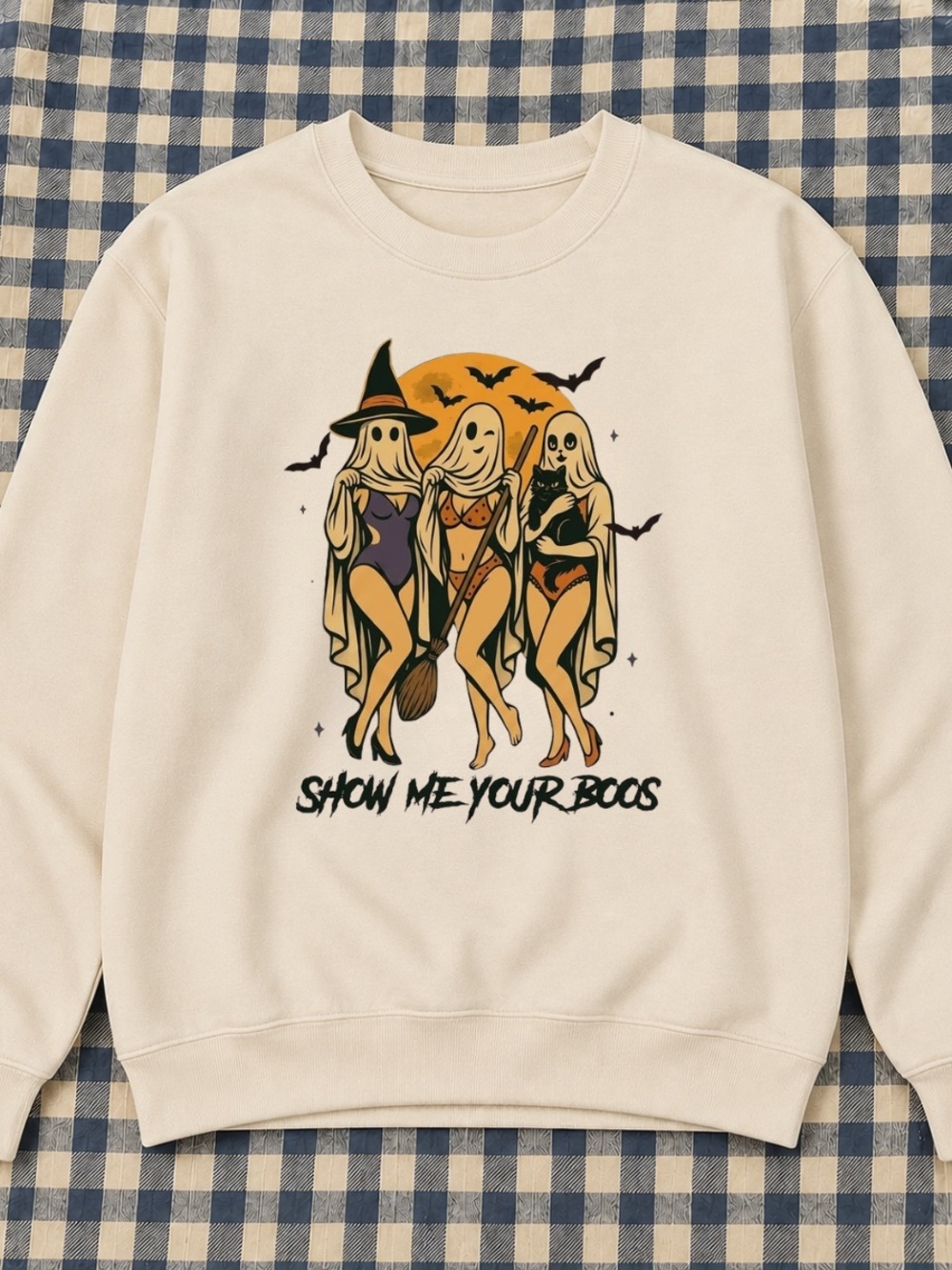 Show Me Your Boos Halloween Ghost Trio Sweatshirt - Off white - Picture 1 of 3
